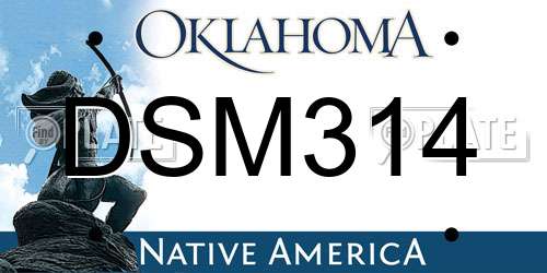 DSM314 Oklahoma License Plate