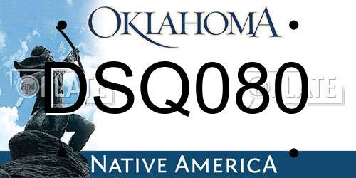 DSQ080 Oklahoma License Plate