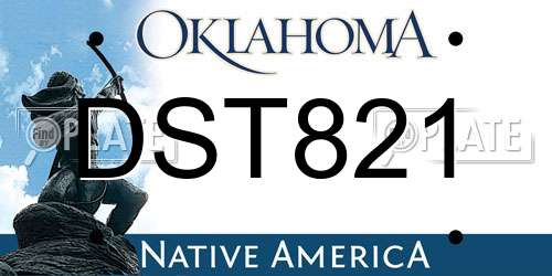 DST821 Oklahoma License Plate
