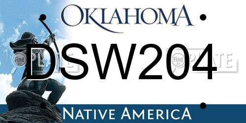 DSW204 Oklahoma License Plate