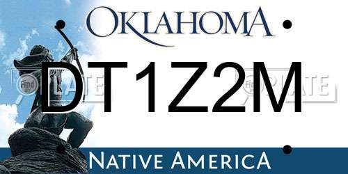 DT1Z2M Oklahoma License Plate