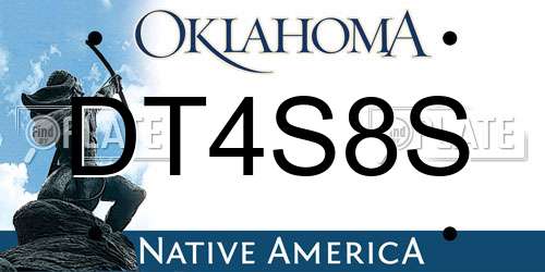 DT4S8S Oklahoma License Plate