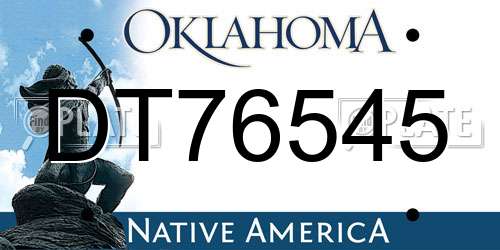 DT76545 Oklahoma License Plate