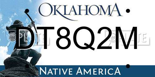 DT8Q2M Oklahoma License Plate