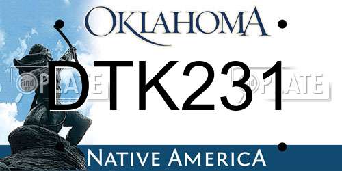 DTK231 Oklahoma License Plate