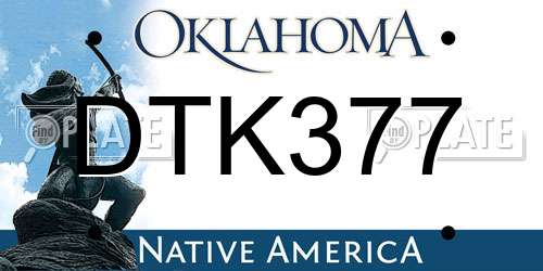 DTK377 Oklahoma License Plate