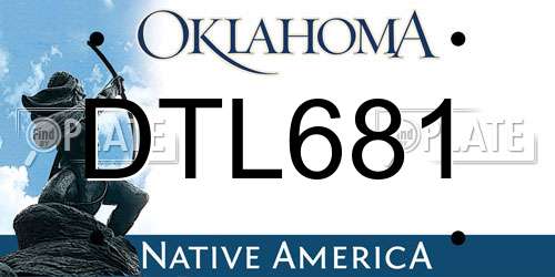 DTL681 Oklahoma License Plate