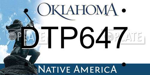 DTP647 Oklahoma License Plate