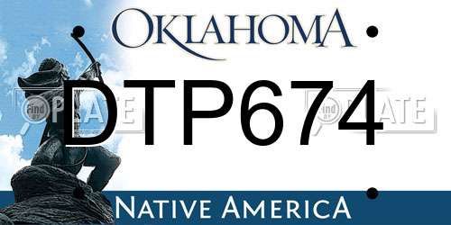 DTP674 Oklahoma License Plate