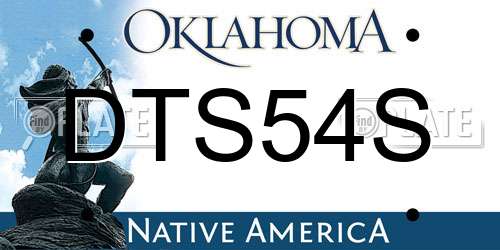 DTS54S Oklahoma License Plate