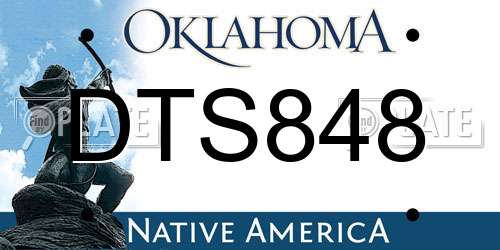 DTS848 Oklahoma License Plate