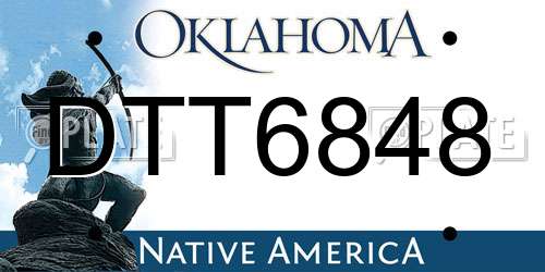 DTT6848 Oklahoma License Plate