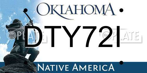 DTY72I Oklahoma License Plate
