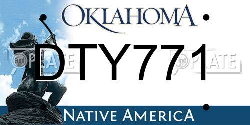 DTY771 Oklahoma License Plate