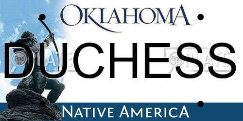 DUCHESS Oklahoma License Plate