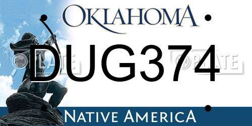 DUG374 Oklahoma License Plate