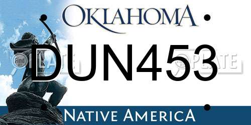 DUN453 Oklahoma License Plate