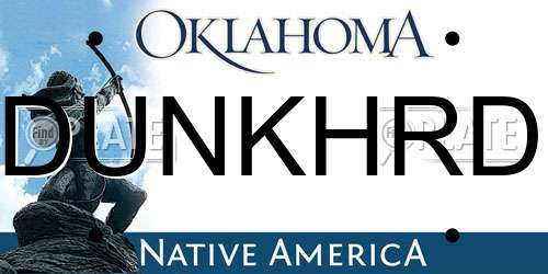 DUNKHRD Oklahoma License Plate