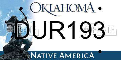 DUR193 Oklahoma License Plate