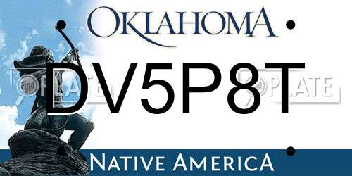 DV5P8T Oklahoma License Plate
