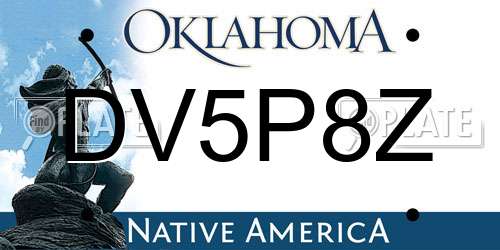 DV5P8Z Oklahoma License Plate