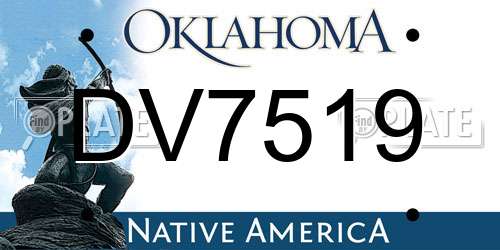 DV7519 Oklahoma License Plate
