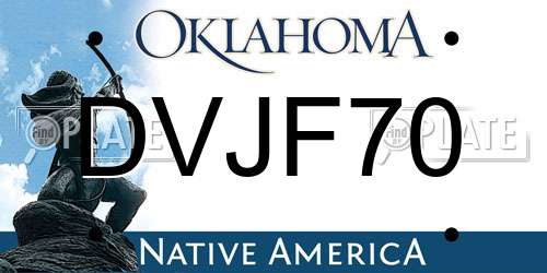DVJF70 Oklahoma License Plate