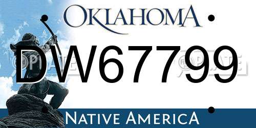 DW67799 Oklahoma License Plate