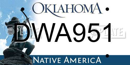 DWA951 Oklahoma License Plate
