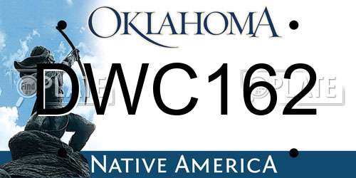 DWC162 Oklahoma License Plate