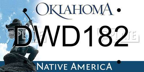 DWD182 Oklahoma License Plate