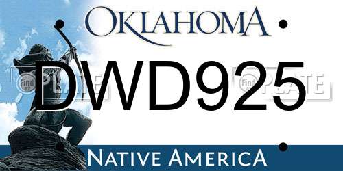 DWD925 Oklahoma License Plate