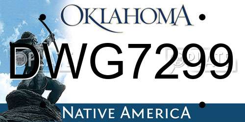 DWG7299 Oklahoma License Plate
