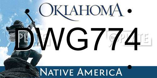DWG774 Oklahoma License Plate