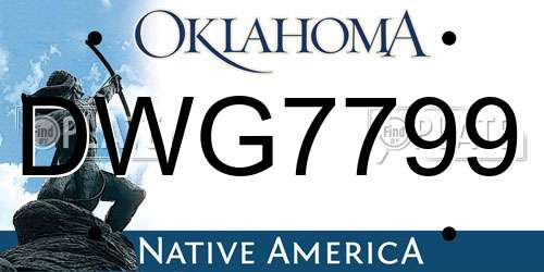 DWG7799 Oklahoma License Plate