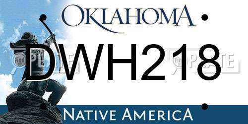 DWH218 Oklahoma License Plate