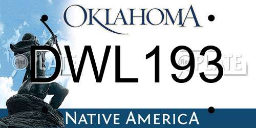 DWL193 Oklahoma License Plate
