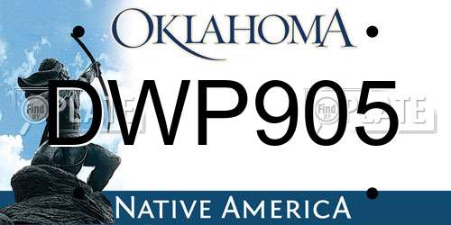 DWP905 Oklahoma License Plate