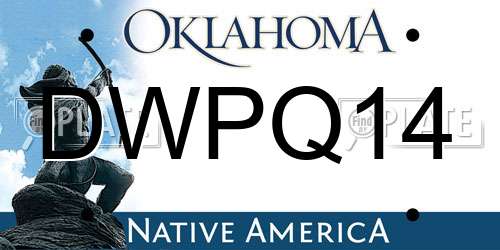 DWPQ14 Oklahoma License Plate