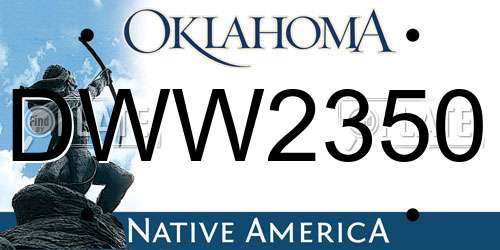 DWW2350 Oklahoma License Plate
