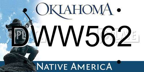 DWW562 Oklahoma License Plate