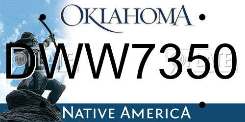 DWW7350 Oklahoma License Plate