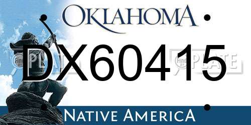 DX60415 Oklahoma License Plate