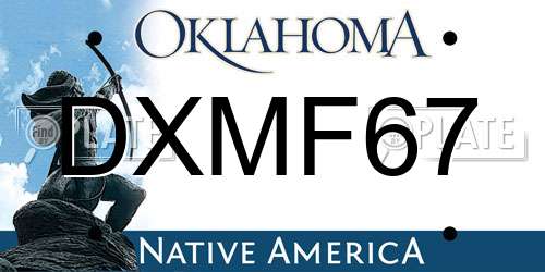 DXMF67 Oklahoma License Plate