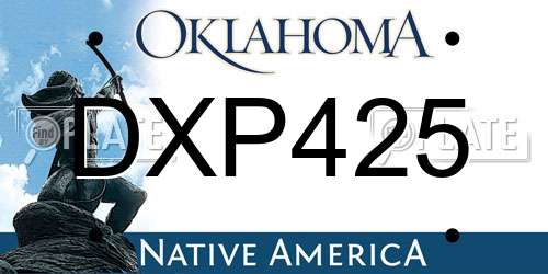 DXP425 Oklahoma License Plate