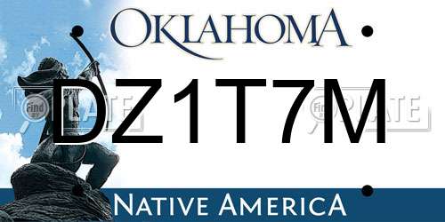 DZ1T7M Oklahoma License Plate
