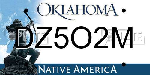 DZ5O2M Oklahoma License Plate