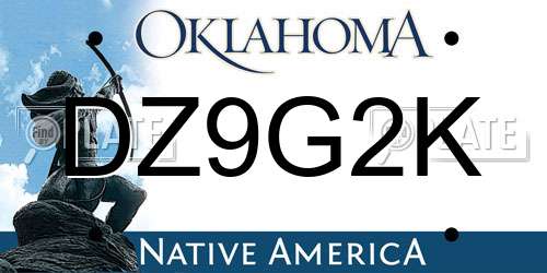 DZ9G2K Oklahoma License Plate