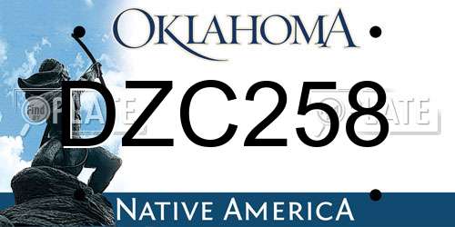 DZC258 Oklahoma License Plate