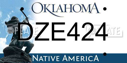 DZE424 Oklahoma License Plate